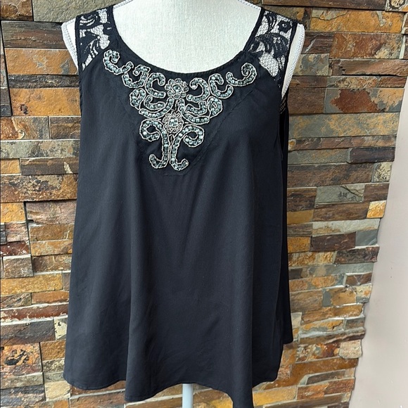 Elegant Black Lace Embellished Women's Top “Atmosphere” - Picture 1 of 6